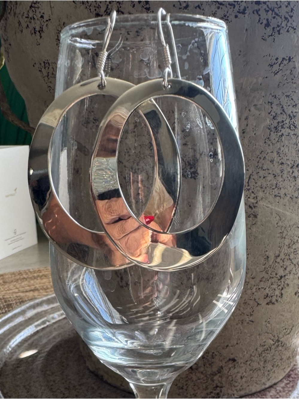 Large designer stamped Silver 925 Mexican Hoop Earrings New original packaging
